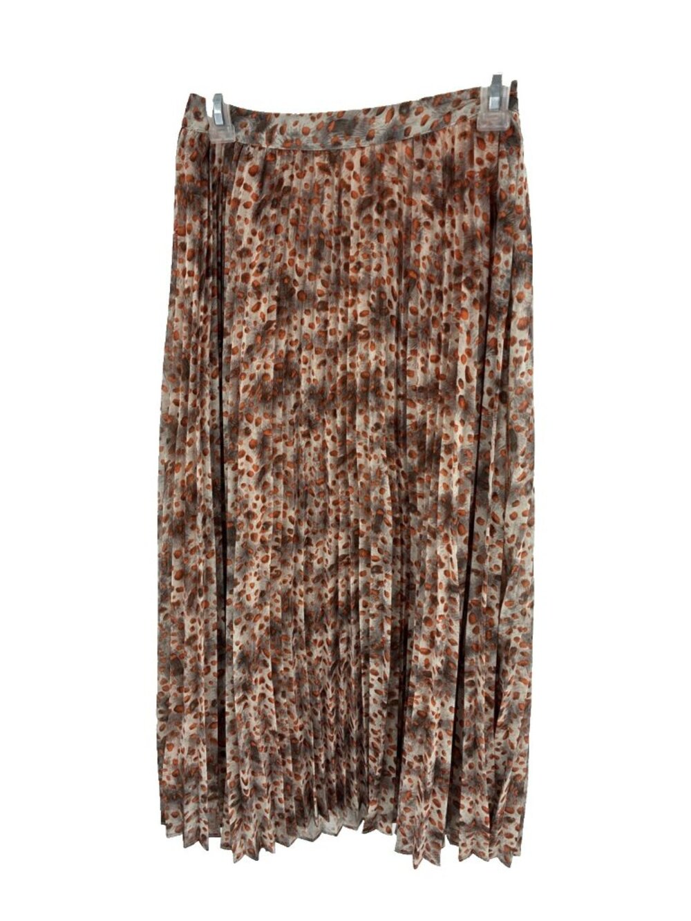 Skies Are Blue Womens Pleated Midi Skirt Animal Print XS Lined Flowing Boho
